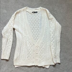 Cable knit Cream Button-Up Cardigan